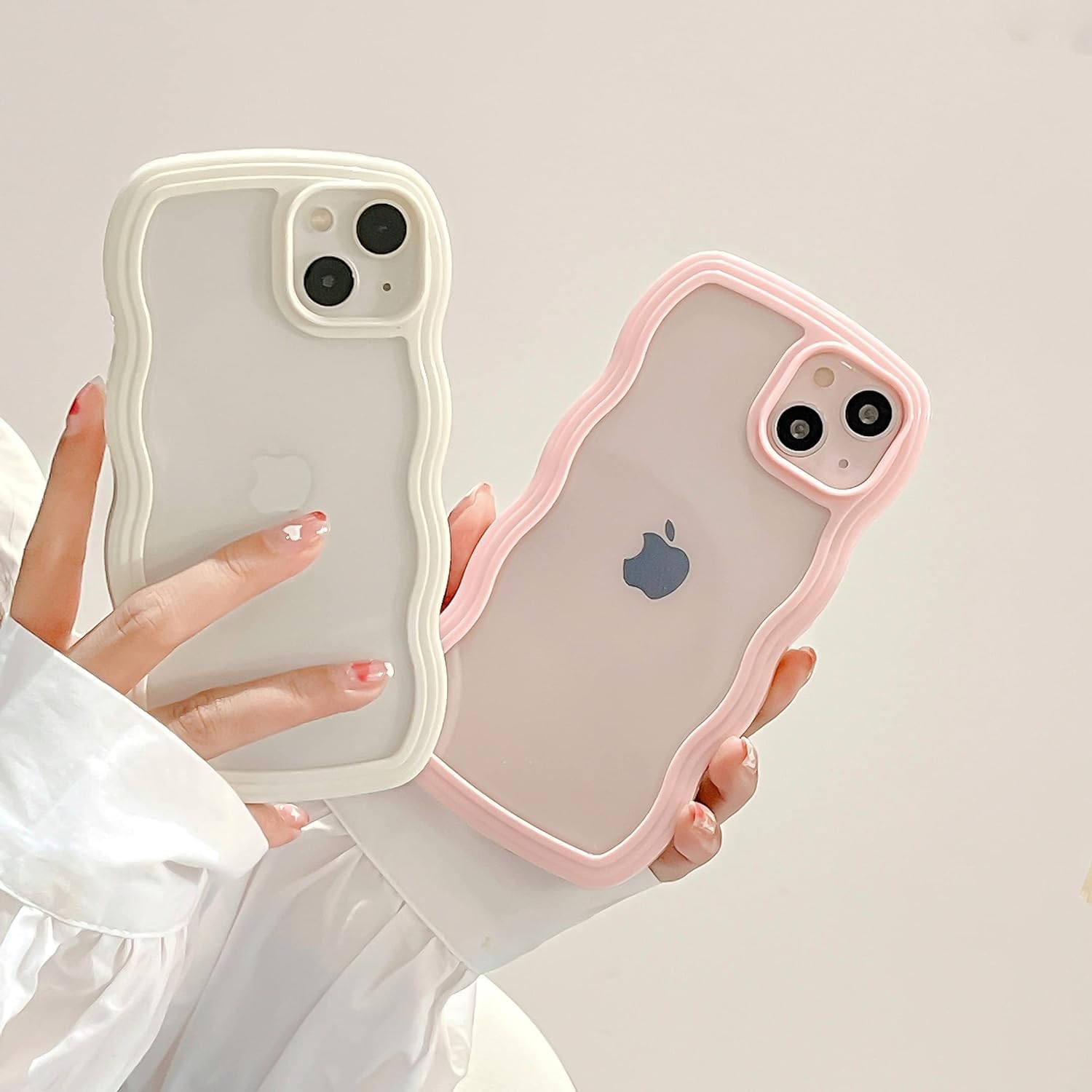 3D Curly Wave TPU Transparent Colorful Frame Bumper Case